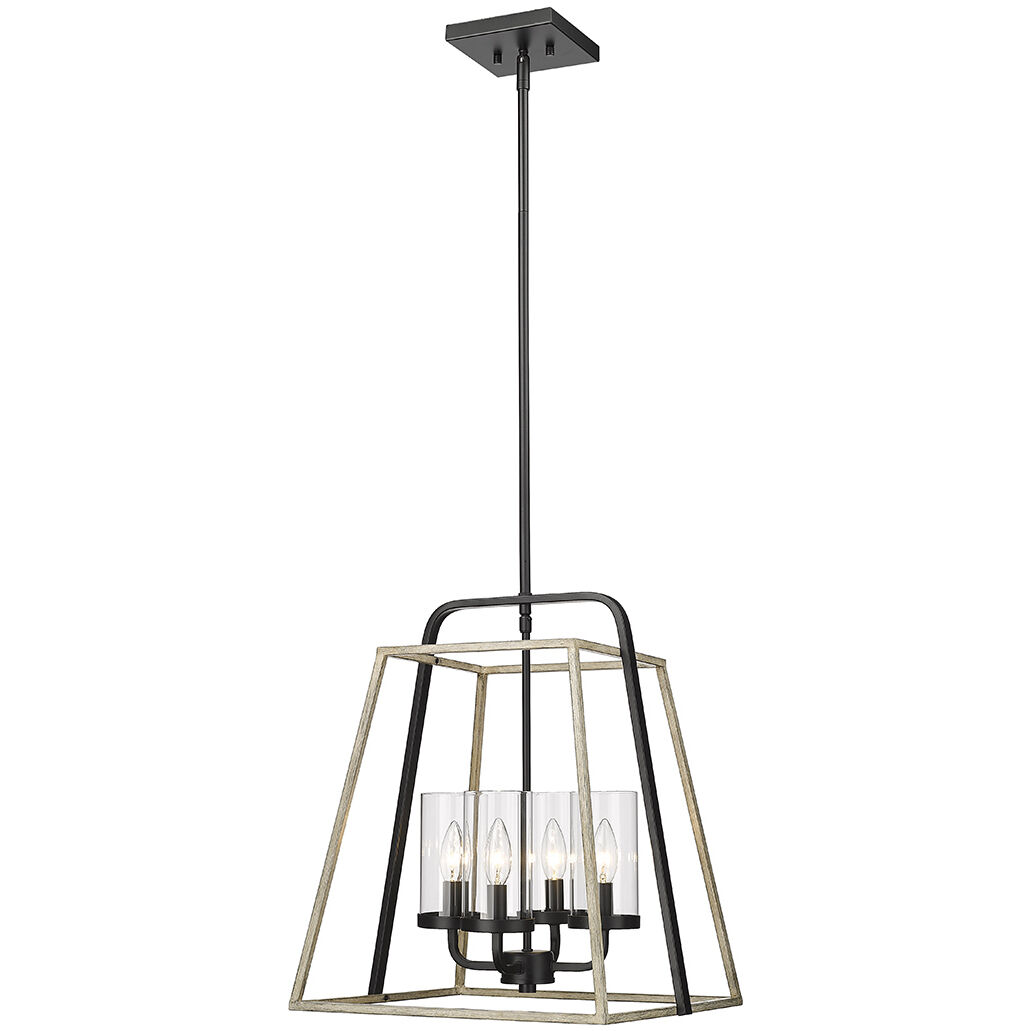 Bonnie 4 Light 15.88 inch Matte Black/Grey Wood Pendant Ceiling Light